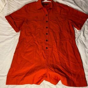*Flawless* Red Button Down Shorts Romper - Banana Republic M W/O Belt